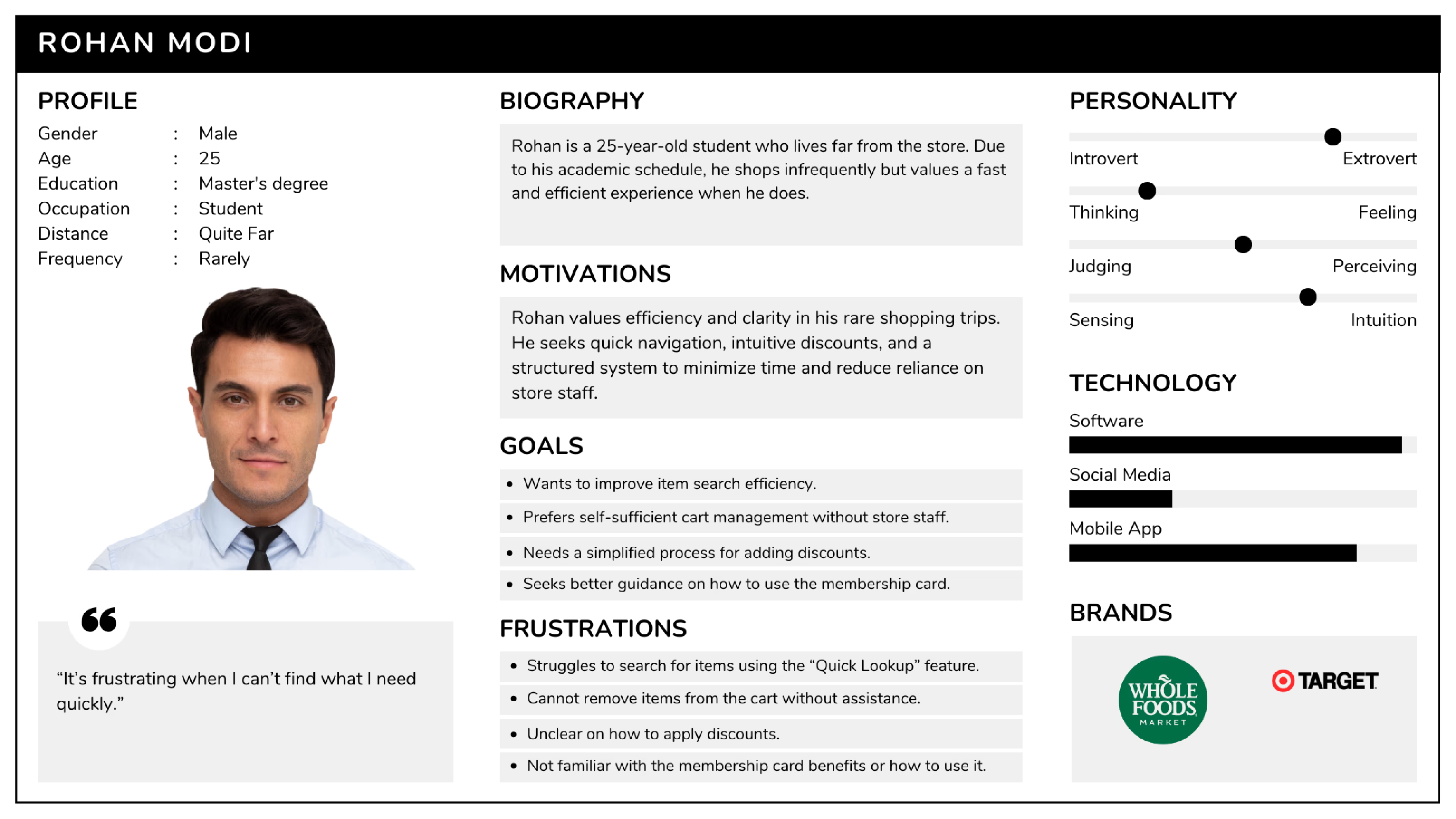 User persona — first-time kiosk user